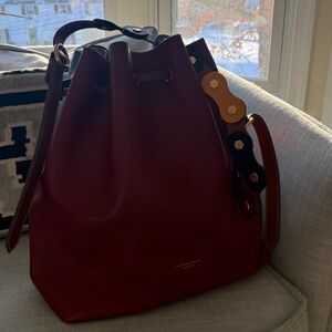 Tory Burch Burgundy Leather Shoulder Bag